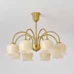 Orchids Brass Chandelier – Modern Floral Pendant Light for Dining Room