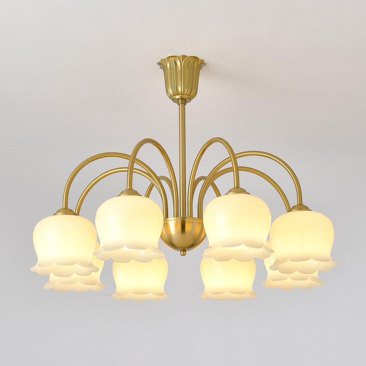 Orchids Brass Chandelier – Modern Floral Pendant Light for Dining Room