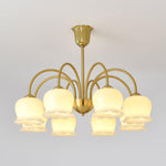 Orchids Brass Chandelier – Modern Floral Pendant Light for Dining Room