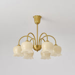 Orchids Brass Chandelier – Modern Floral Pendant Light for Dining Room