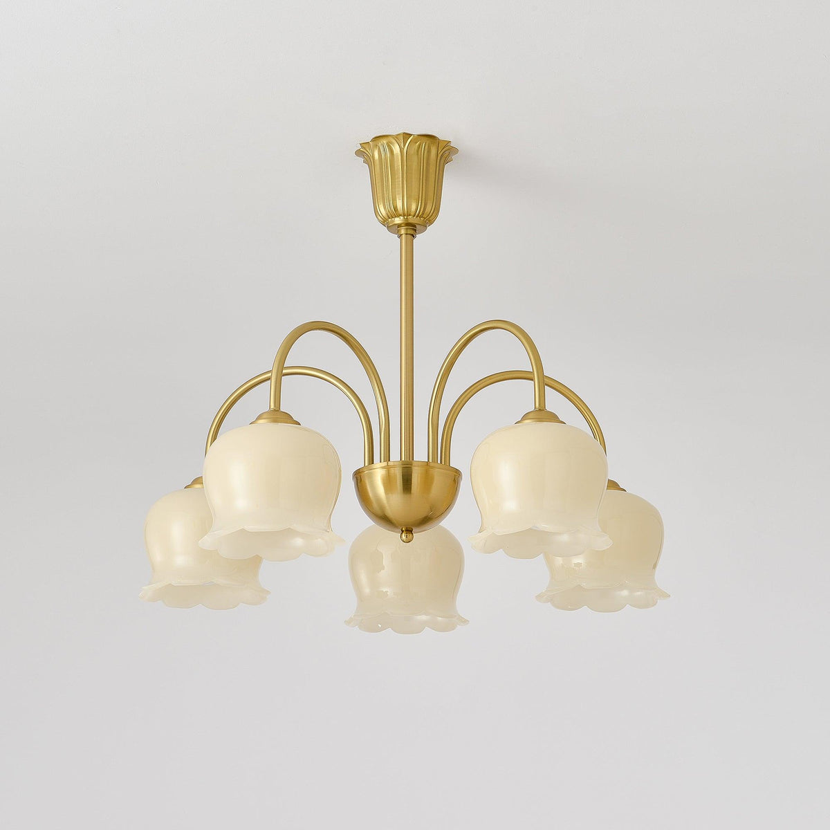 Orchids Brass Chandelier – Modern Floral Pendant Light for Dining Room