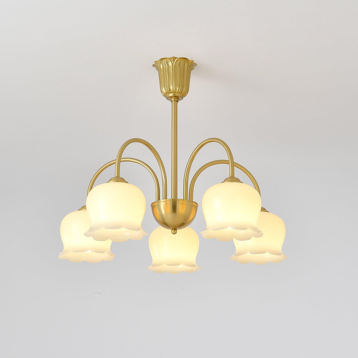Orchids Brass Chandelier – Modern Floral Pendant Light for Dining Room