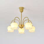 Orchids Brass Chandelier – Modern Floral Pendant Light for Dining Room