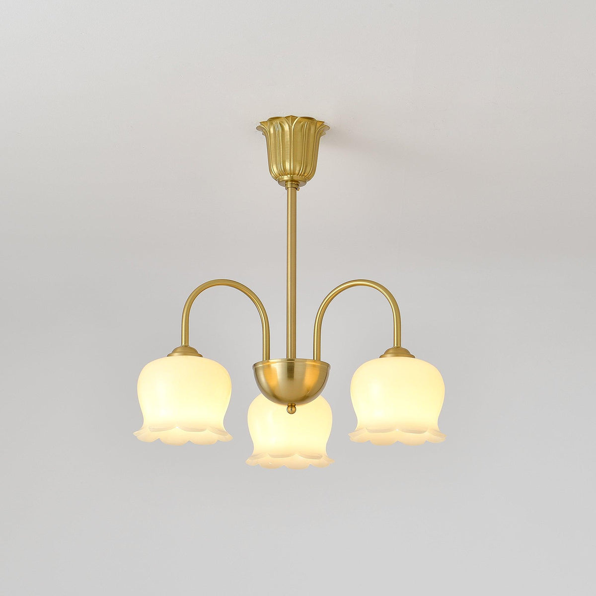 Orchids Brass Chandelier – Modern Floral Pendant Light for Dining Room