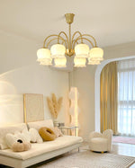 Orchids Brass Chandelier – Modern Floral Pendant Light for Dining Room