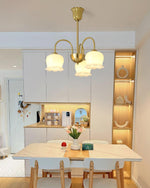 Orchids Brass Chandelier – Modern Floral Pendant Light for Dining Room