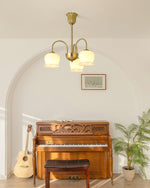 Orchids Brass Chandelier – Modern Floral Pendant Light for Dining Room