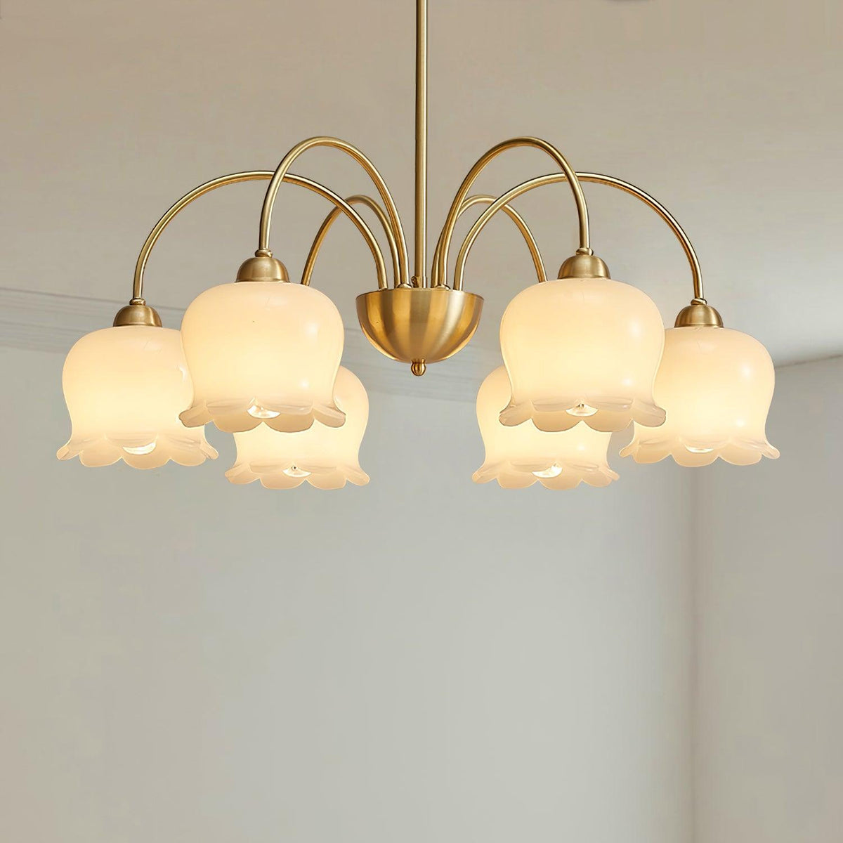 Orchids Brass Chandelier – Modern Floral Pendant Light for Dining Room