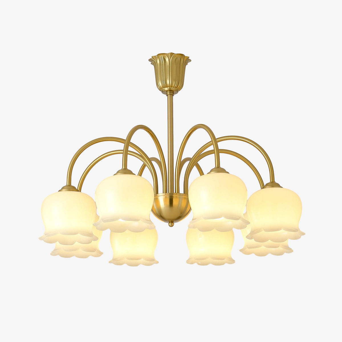 Orchids Brass Chandelier – Modern Floral Pendant Light for Dining Room