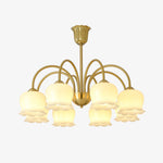 Orchids Brass Chandelier – Modern Floral Pendant Light for Dining Room