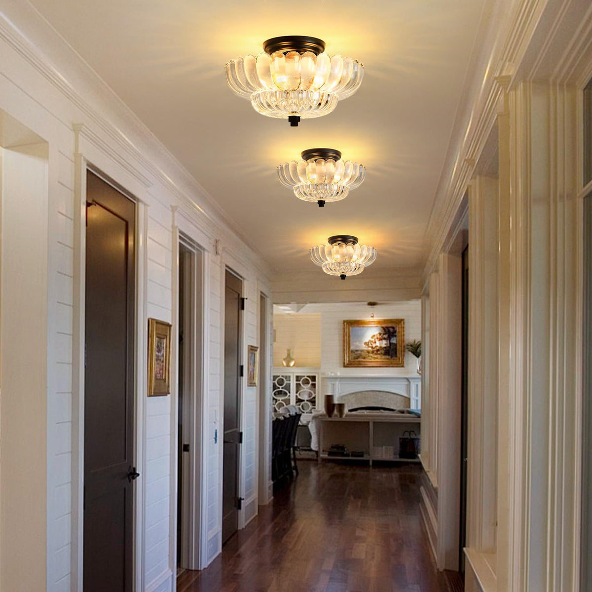 Vintage Amber Glass Ceiling Light