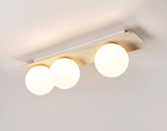 Orélie Modern Travertine Ceiling Light with Frosted Glass Globes