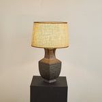 Orendi Ceramic Table Lamp with Linen Shade for Bedroom and Living Room