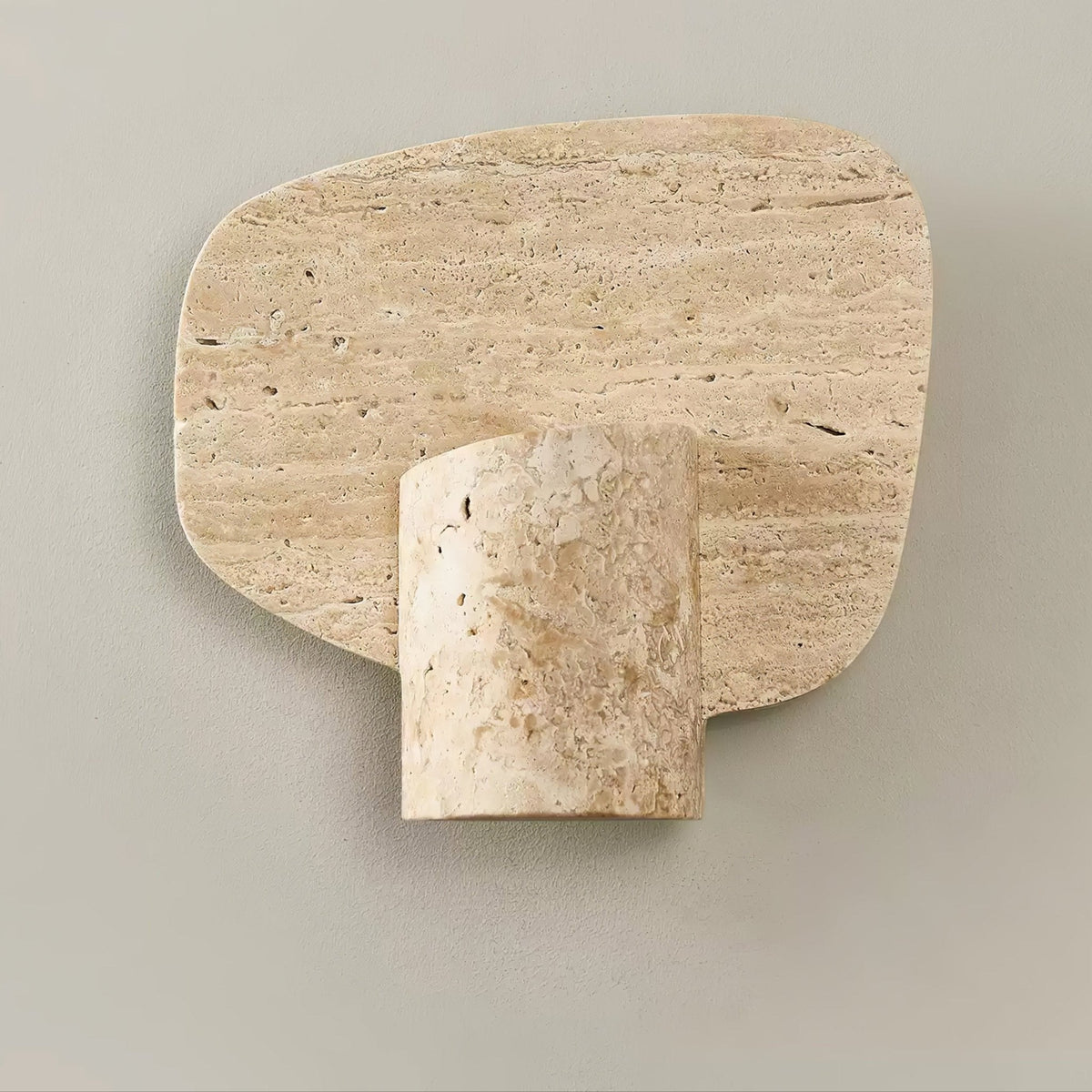 Organic Travertine Cylinder Wall Sconce in Natural Yellow Stone