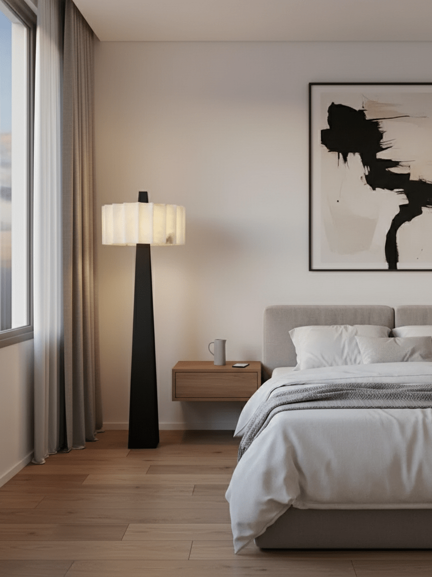 Origami Pleat Alabaster Floor Lamp – Modern Sculptural Lighting