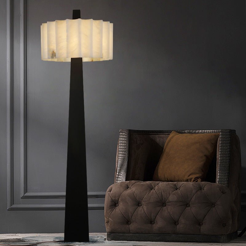 Origami Pleat Alabaster Floor Lamp – Modern Sculptural Lighting