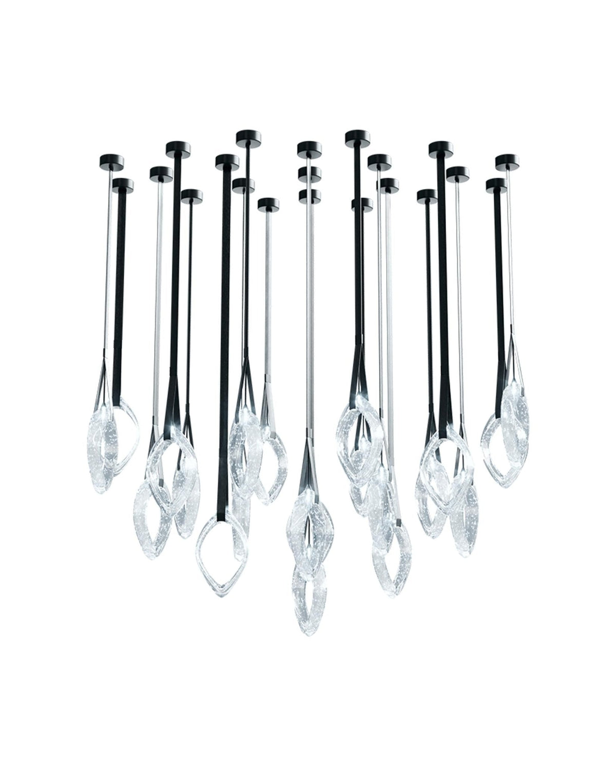 Origin Designer Chandelier in Black Metal and Glass
