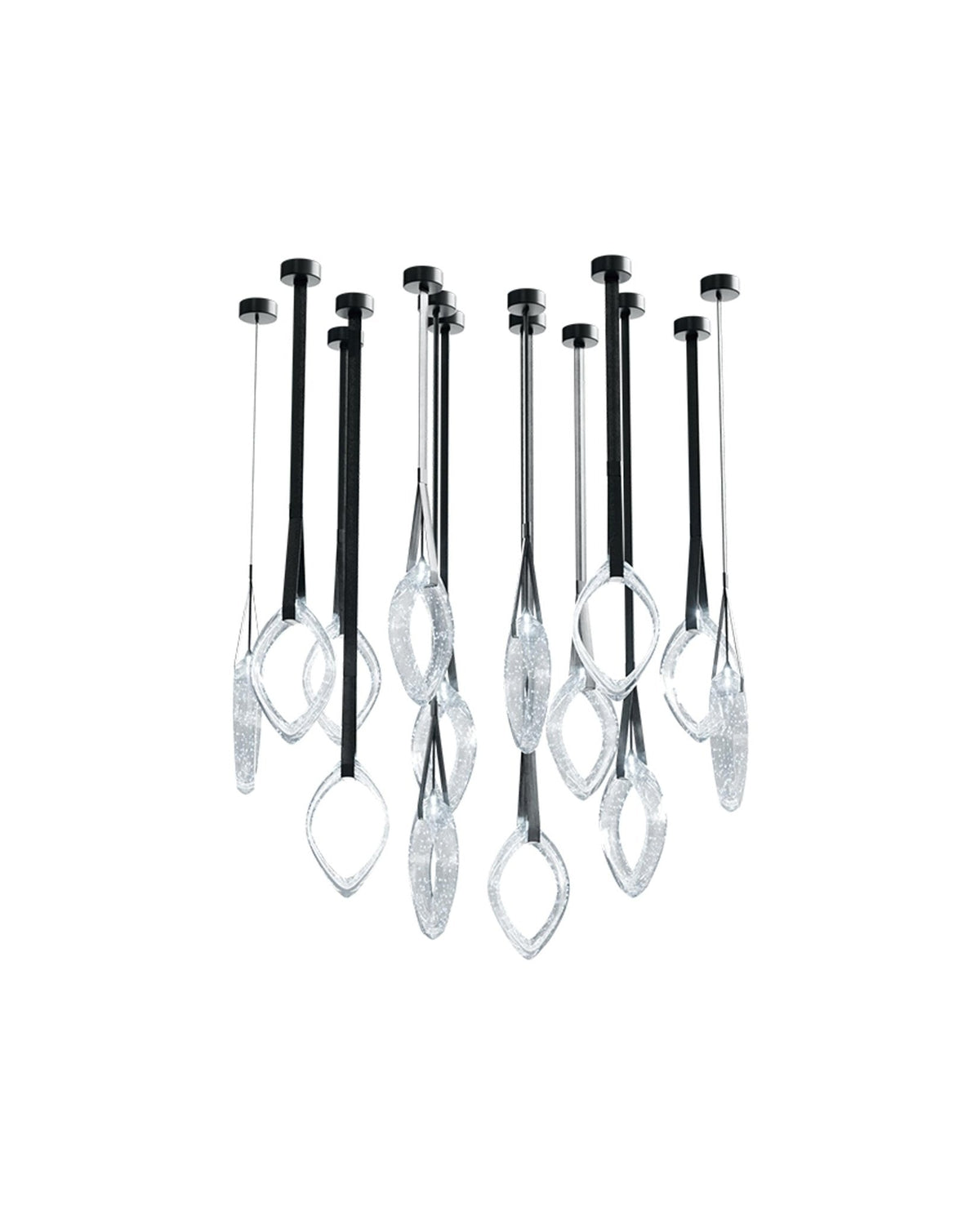 Origin Designer Chandelier in Black Metal and Glass