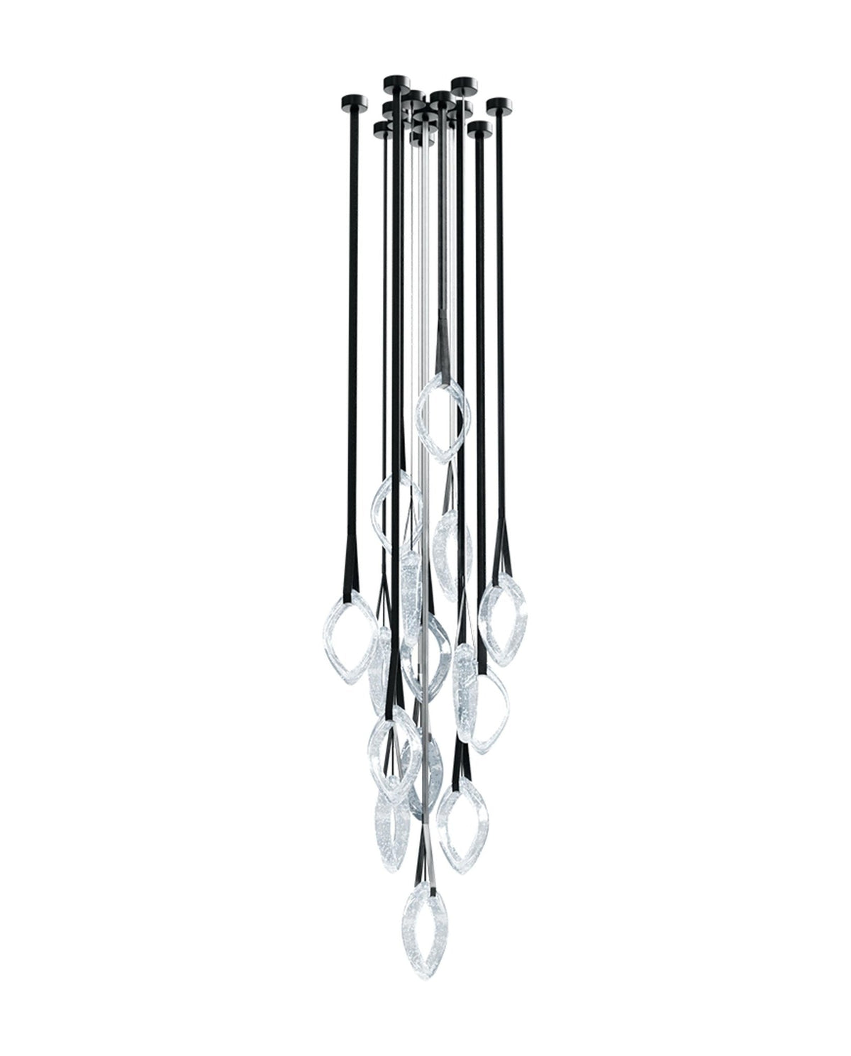 Origin Designer Chandelier in Black Metal and Glass
