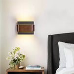 Orin Black Travertine Wall Sconce with Walnut Accent – Modern LED Wall Light