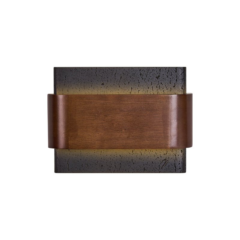 Orin Black Travertine Wall Sconce with Walnut Accent – Modern LED Wall Light