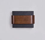Orin Black Travertine Wall Sconce with Walnut Accent – Modern LED Wall Light