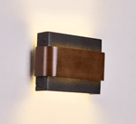 Orin Black Travertine Wall Sconce with Walnut Accent – Modern LED Wall Light