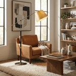 Orion Modern Adjustable Floor Lamp with Fabric Shade for Living Room & Study