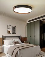 Orion Band LED Flush Mount Ceiling Light in Black and Walnut Wood Grain