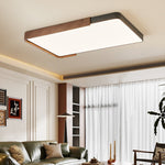 Orion Band LED Flush Mount Ceiling Light in Black and Walnut Wood Grain