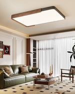 Orion Band LED Flush Mount Ceiling Light in Black and Walnut Wood Grain