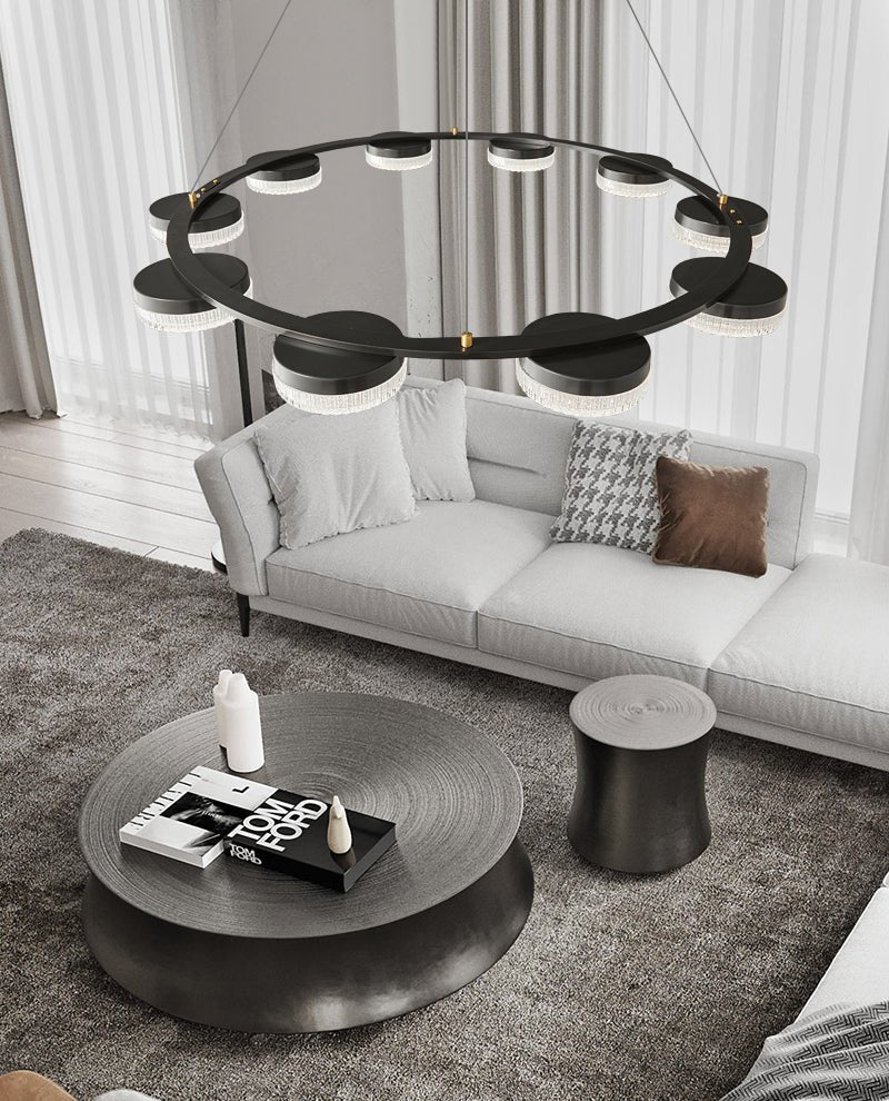 Orion Ring LED Chandelier – Modern Brass & Glass Pendant Light