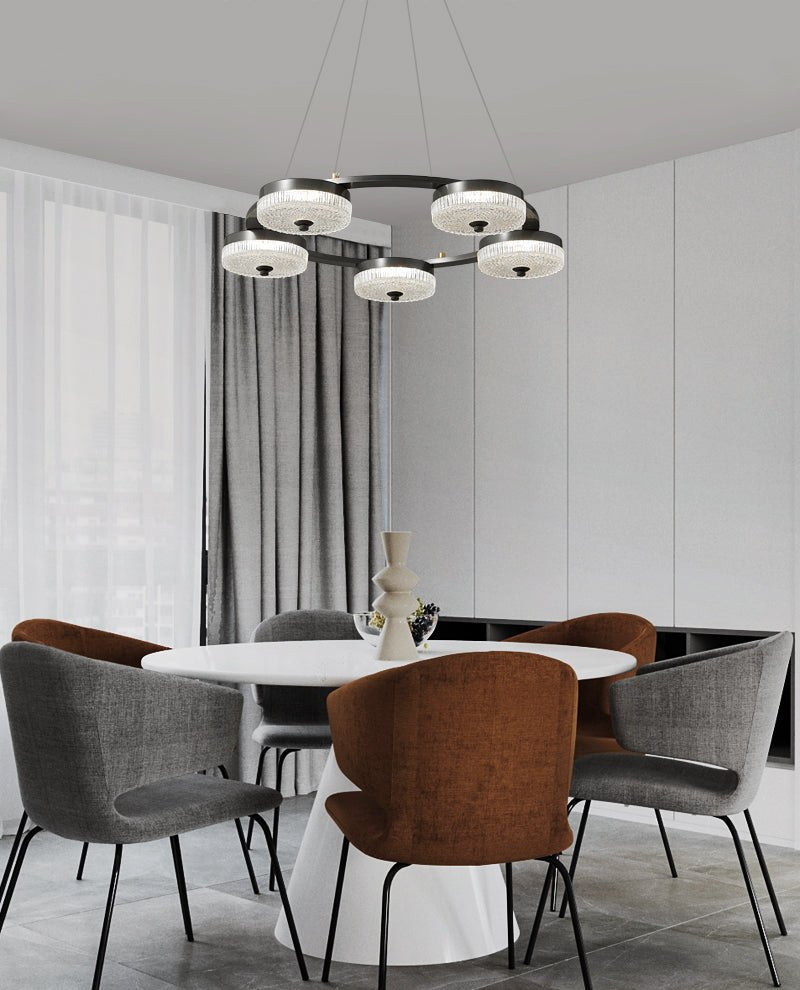 Orion Ring LED Chandelier – Modern Brass & Glass Pendant Light