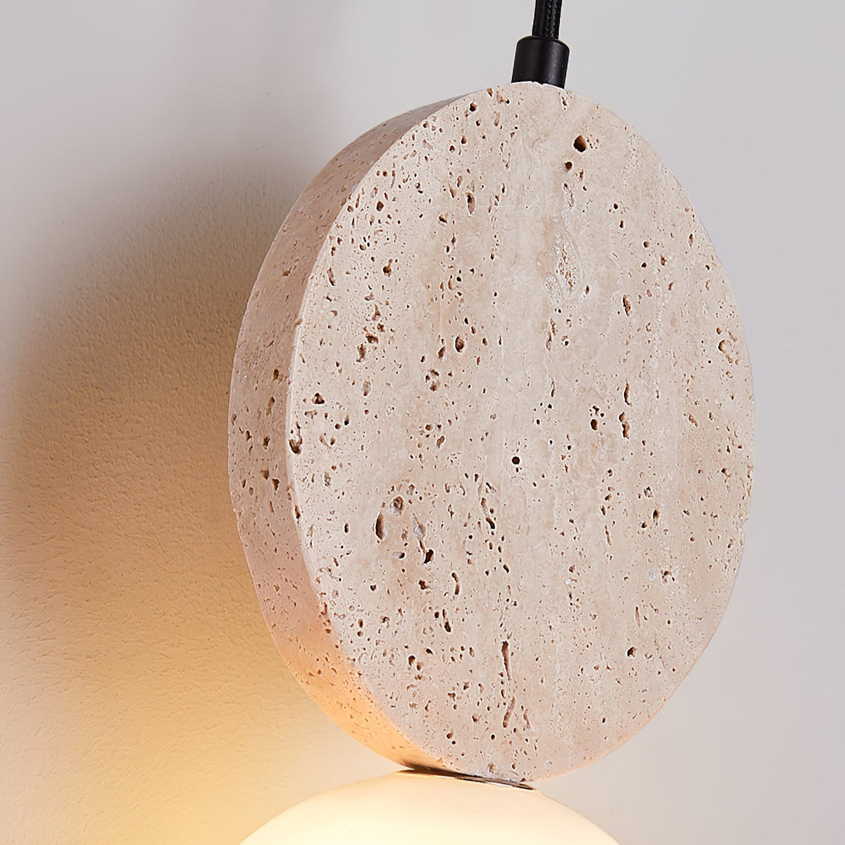 Orla Travertine Pendant Light – Sculptural Stone & Opal Glass