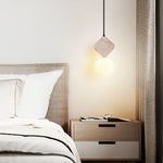 Orla Travertine Pendant Light – Sculptural Stone & Opal Glass