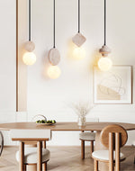 Orla Travertine Pendant Light – Sculptural Stone & Opal Glass