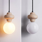 Orla Travertine Pendant Light – Sculptural Stone & Opal Glass