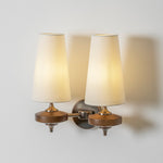 Orlan Twin Fabric Shade Wall Sconce in Walnut and Bronze
