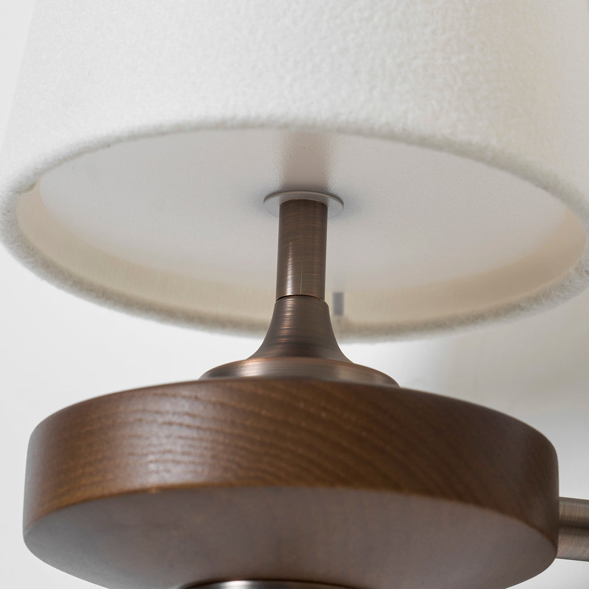 Orlan Twin Fabric Shade Wall Sconce in Walnut and Bronze