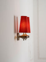 Orlan Twin Fabric Shade Wall Sconce in Walnut and Bronze
