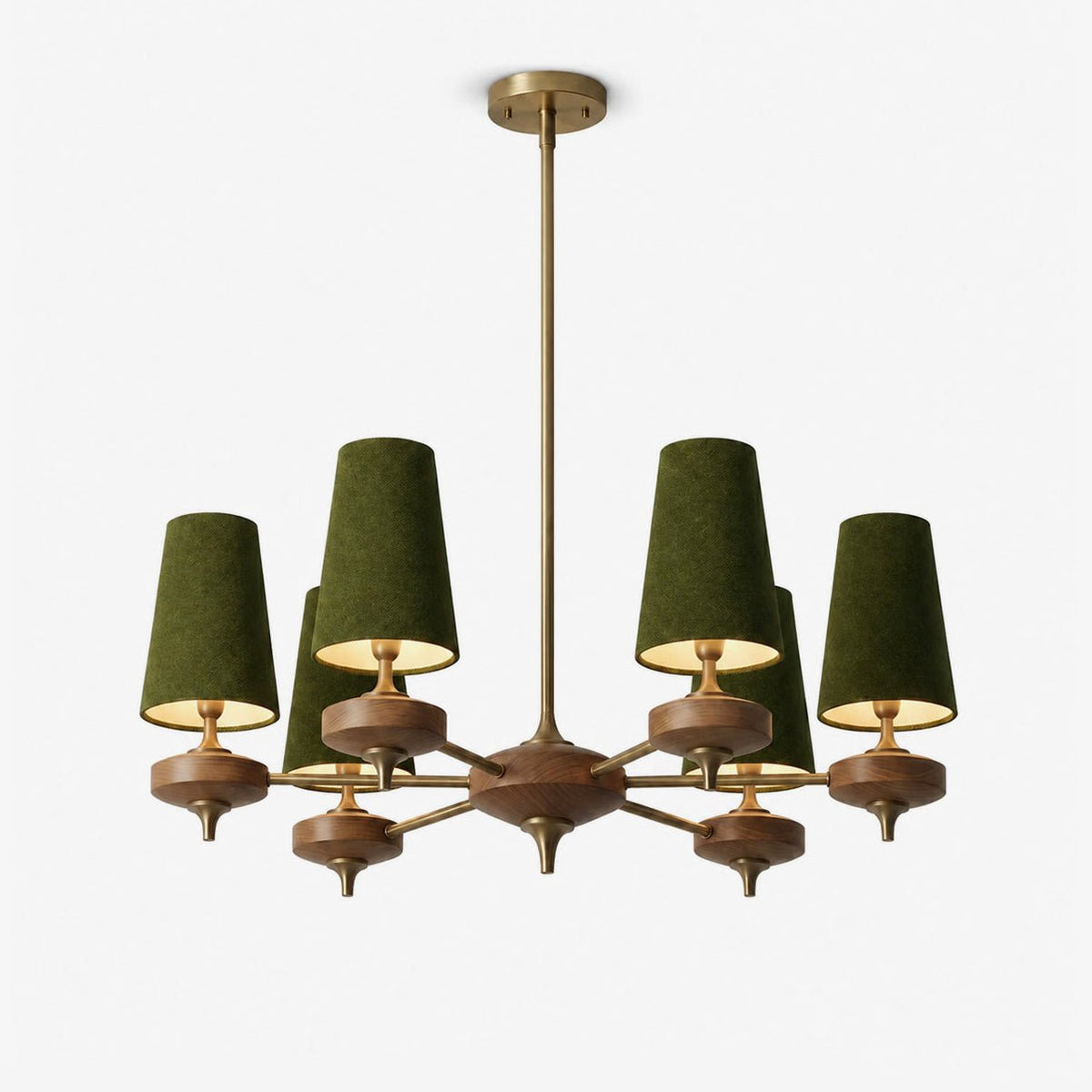 Orlan Walnut Brass Velvet Chandelier for Dining Room