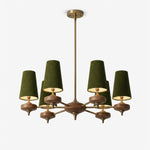 Orlan Walnut Brass Velvet Chandelier for Dining Room