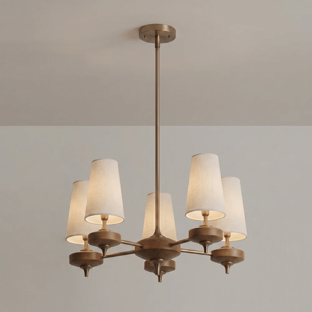 Orlan Walnut Brass Velvet Chandelier for Dining Room