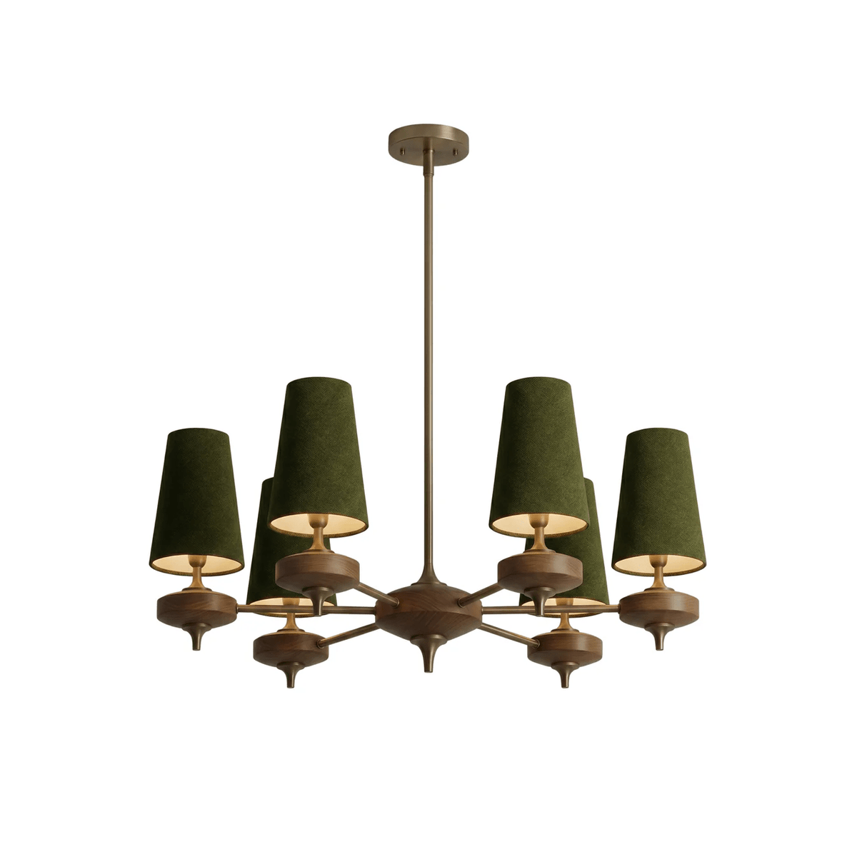 Orlan Walnut Brass Velvet Chandelier for Dining Room