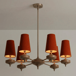 Orlan Walnut Brass Velvet Chandelier for Dining Room