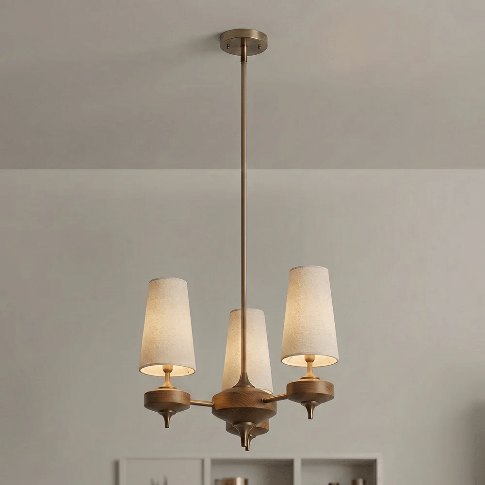 Orlan Walnut Brass Velvet Chandelier for Dining Room