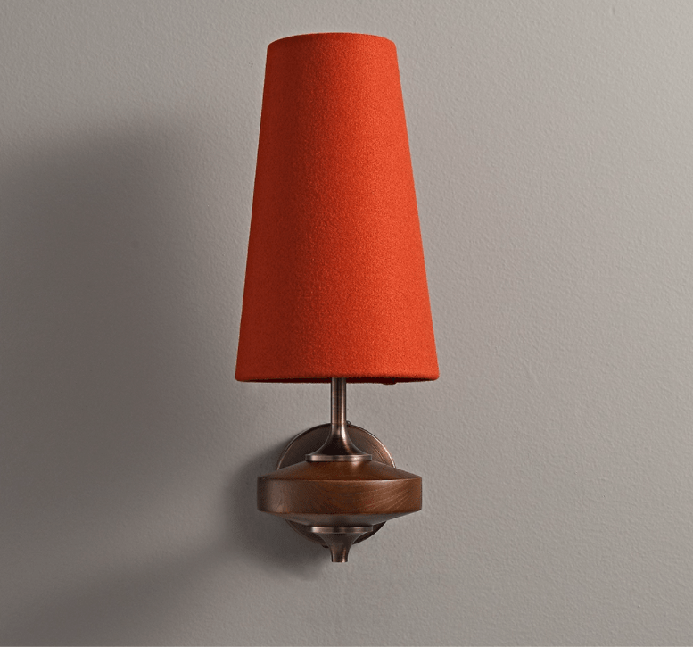 Orlan Twin Fabric Shade Wall Sconce in Walnut and Bronze
