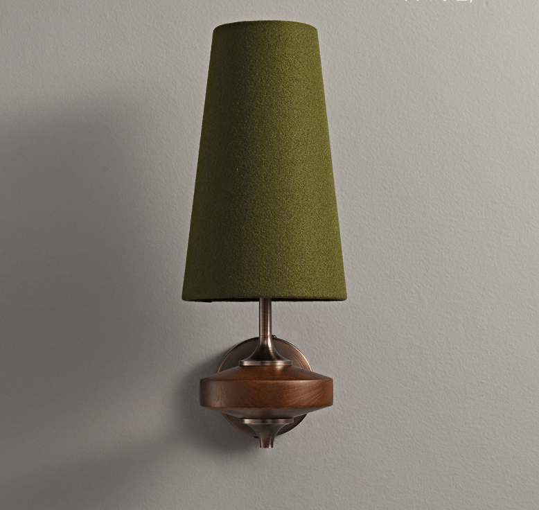 Orlan Twin Fabric Shade Wall Sconce in Walnut and Bronze