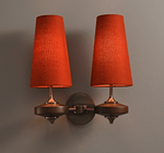 Orlan Twin Fabric Shade Wall Sconce in Walnut and Bronze