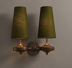Orlan Twin Fabric Shade Wall Sconce in Walnut and Bronze